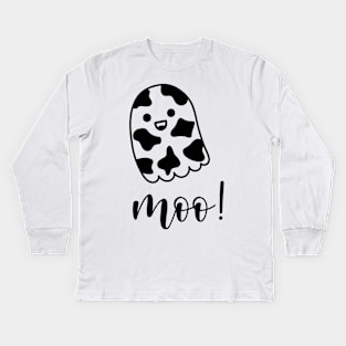 Ghost Cow, Moo I mean Boo Halloween Kids Long Sleeve T-Shirt